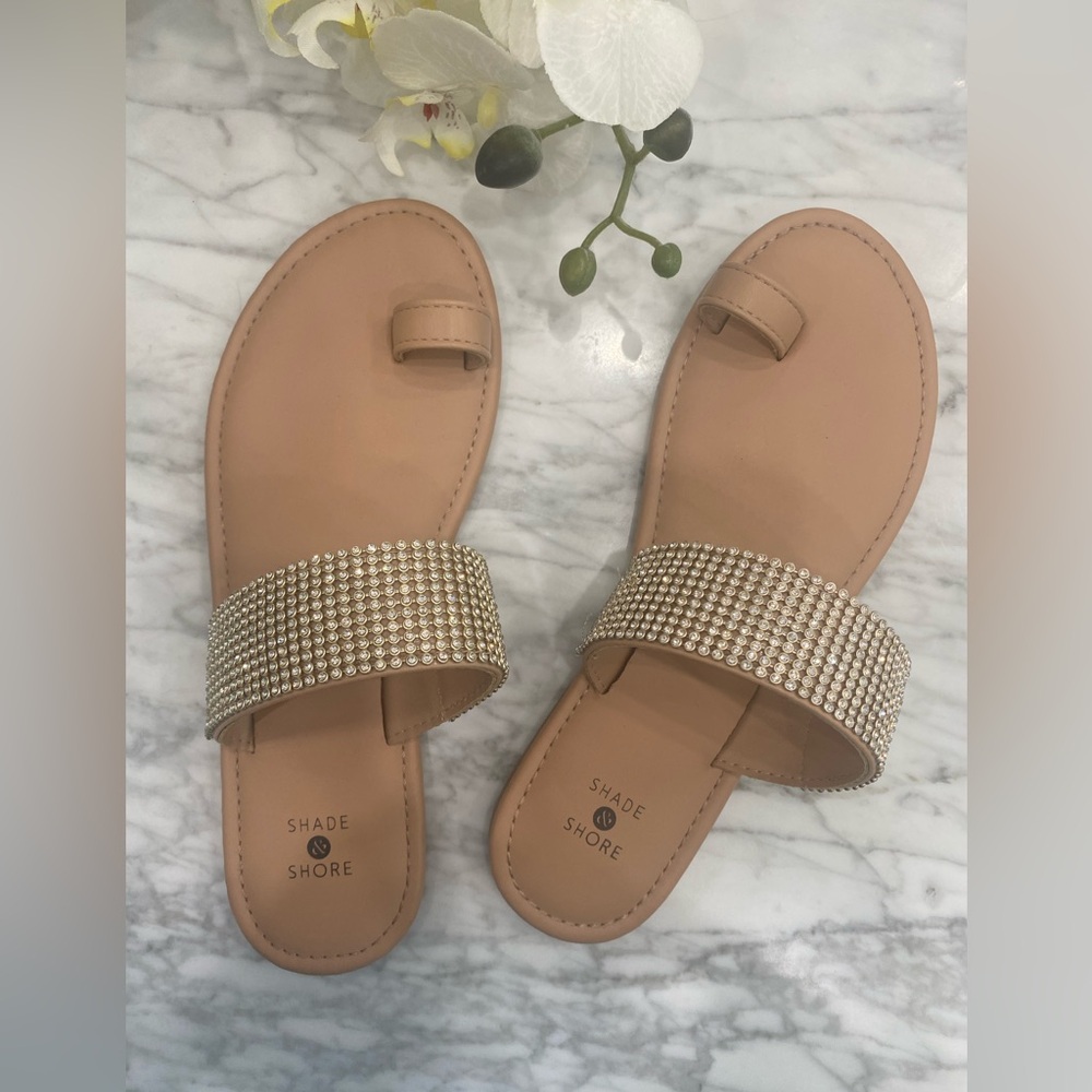 Shade & Shore Rhinestone Sandals with Studded Strap